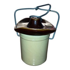 Handmade Vintage Ceramic Cowboy Hat Lidded Jar Coffee Canister Western Crock